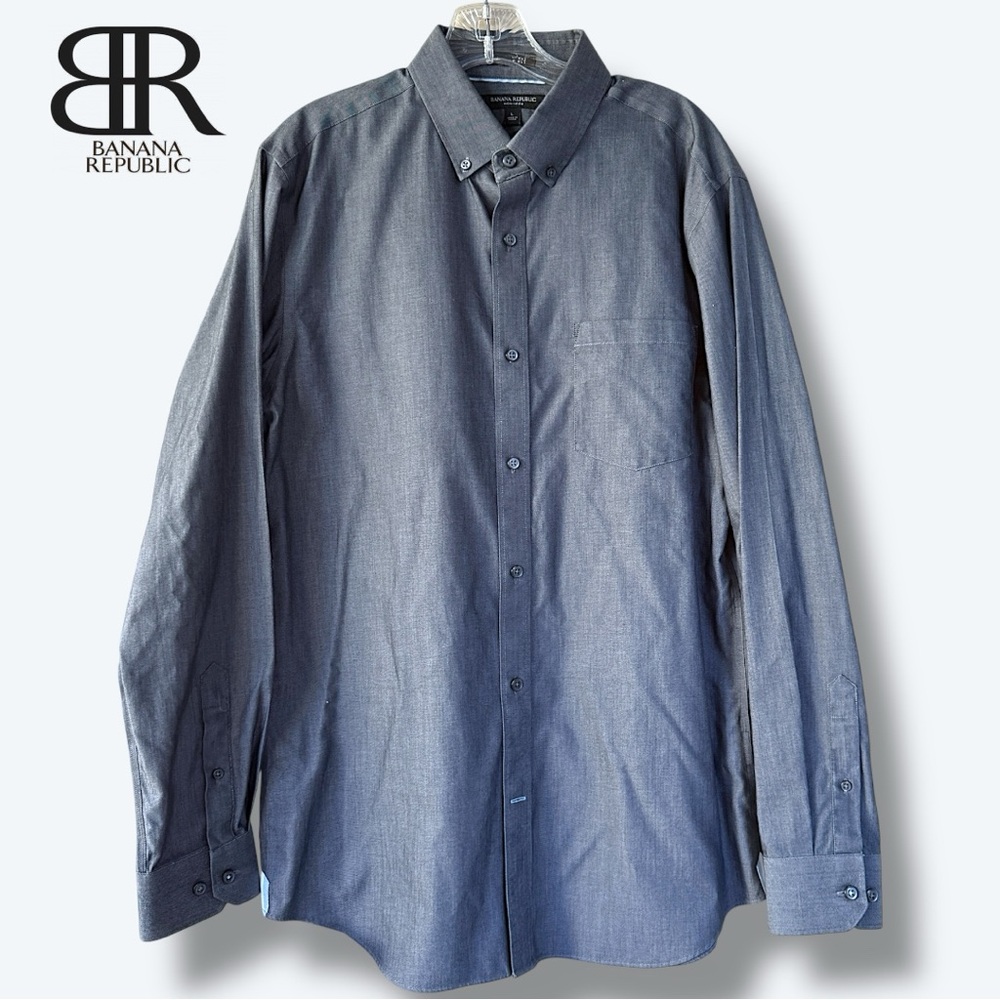 BANANA REPUBLIC Grant Fit Grey Button Down Shirt Men's | Size L